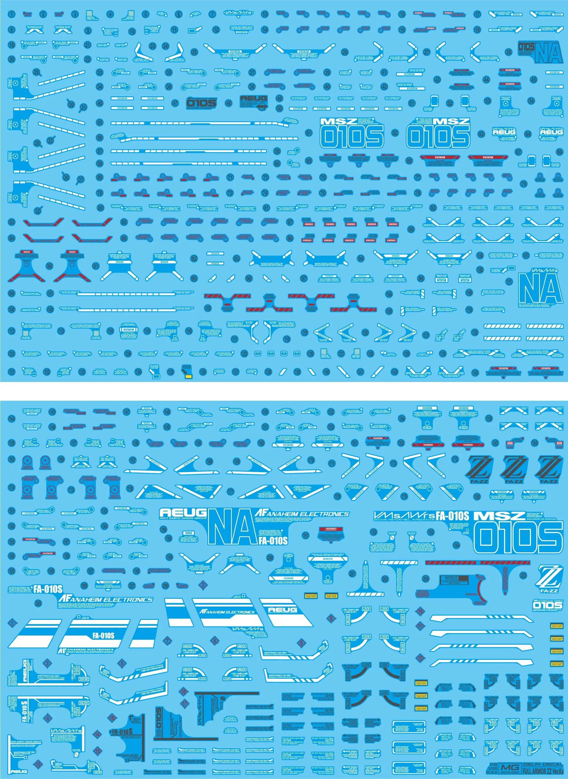 Delpi Water Decal For MG Full Armor ZZ Ver. Ka – A-Z Toy Hobby