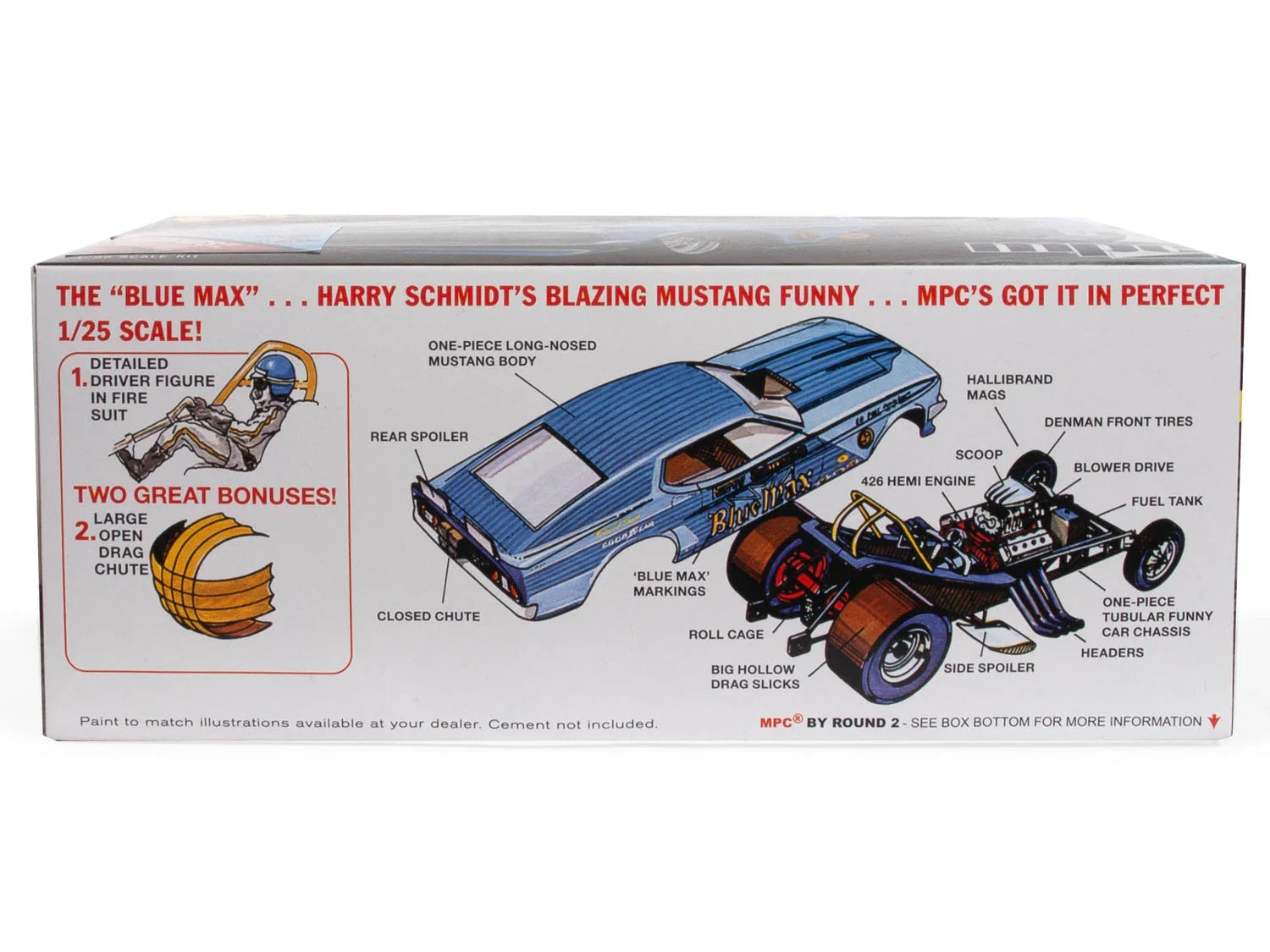 MPC Blue Max Long Nose Mustang Funny Car 1/25 Model Kit - A-Z Toy Hobby