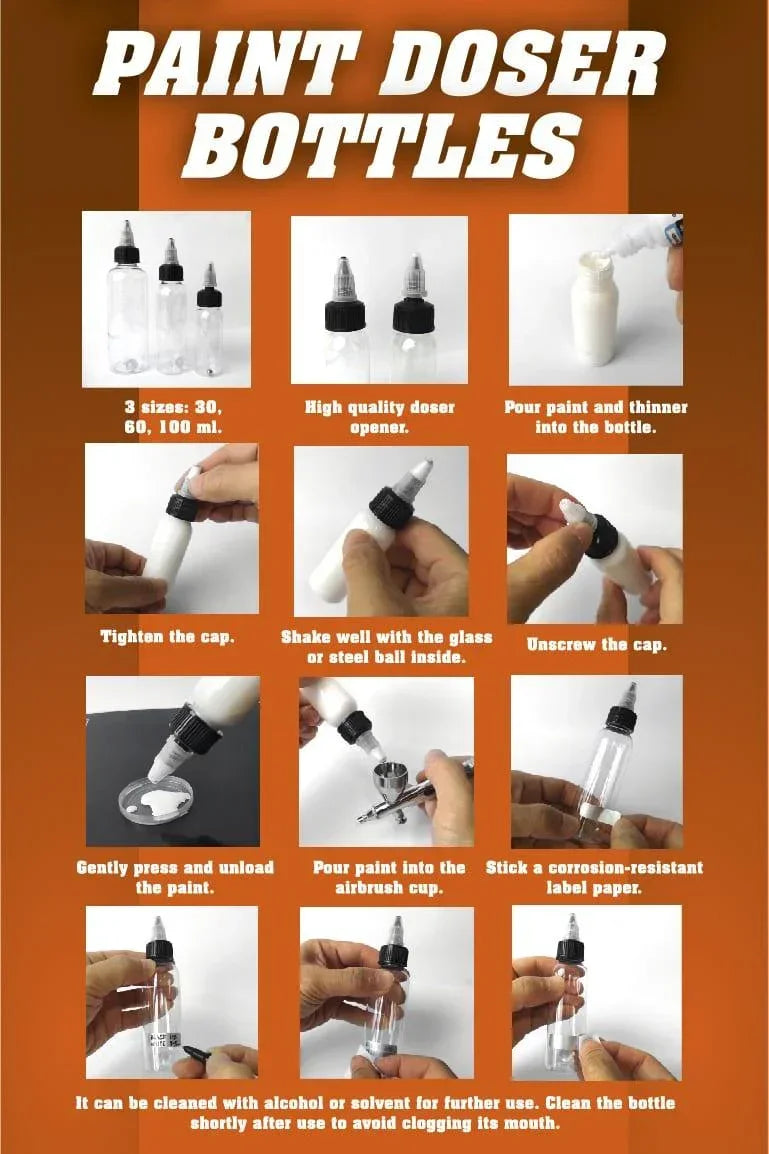 AK Interactive 9047 Paint Doser 60ml Bottles with Shaker Ball (4 pcs) - A-Z Toy Hobby