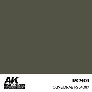 AK Interactive RC901 Real Colors Olive Drab FS 34087 Paint 17ml - A-Z Toy Hobby