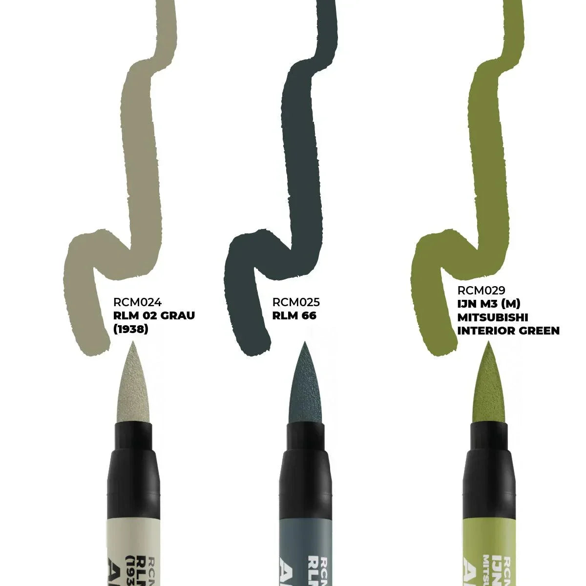 AK Interactive RCM110 RC Markers Set - WWII Axis Aircraft Cockpit Colors (3pcs) - A-Z Toy Hobby
