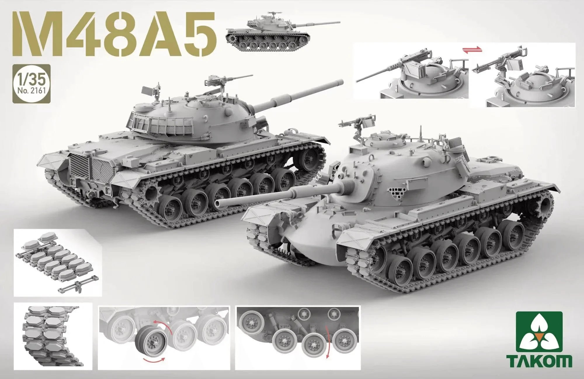 Takom 2161 M48 A5 Patton Main Battle Tank 1/35 Model Kit - A-Z Toy Hobby