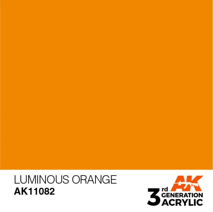 AK Interactive AK11082 3G Luminous Orange Acrylic Paint 17ml - A-Z Toy Hobby