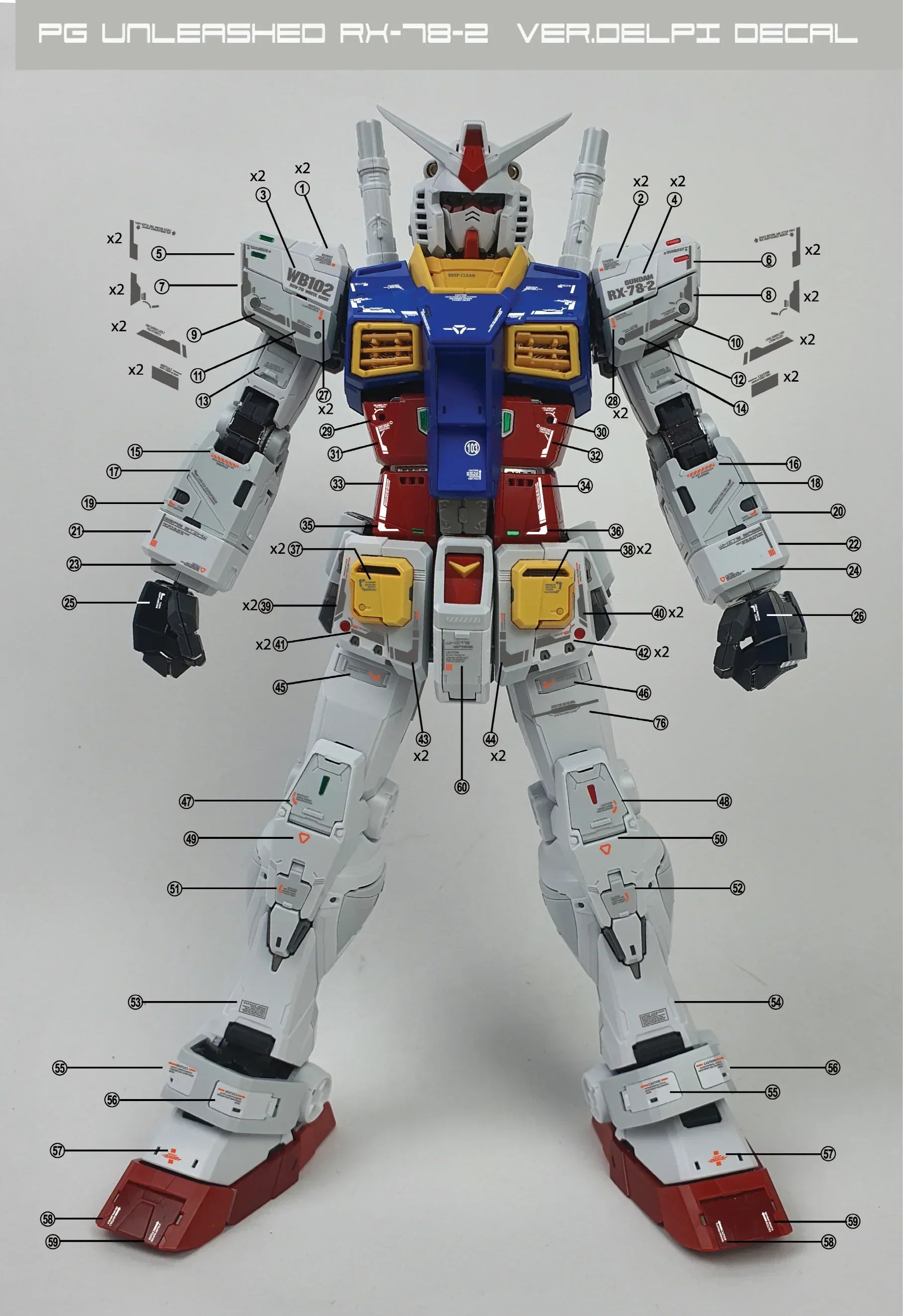 Delpi Silver Metal Sticker Ver. Delpi For PG Unleashed RX-78-2 - A-Z Toy Hobby
