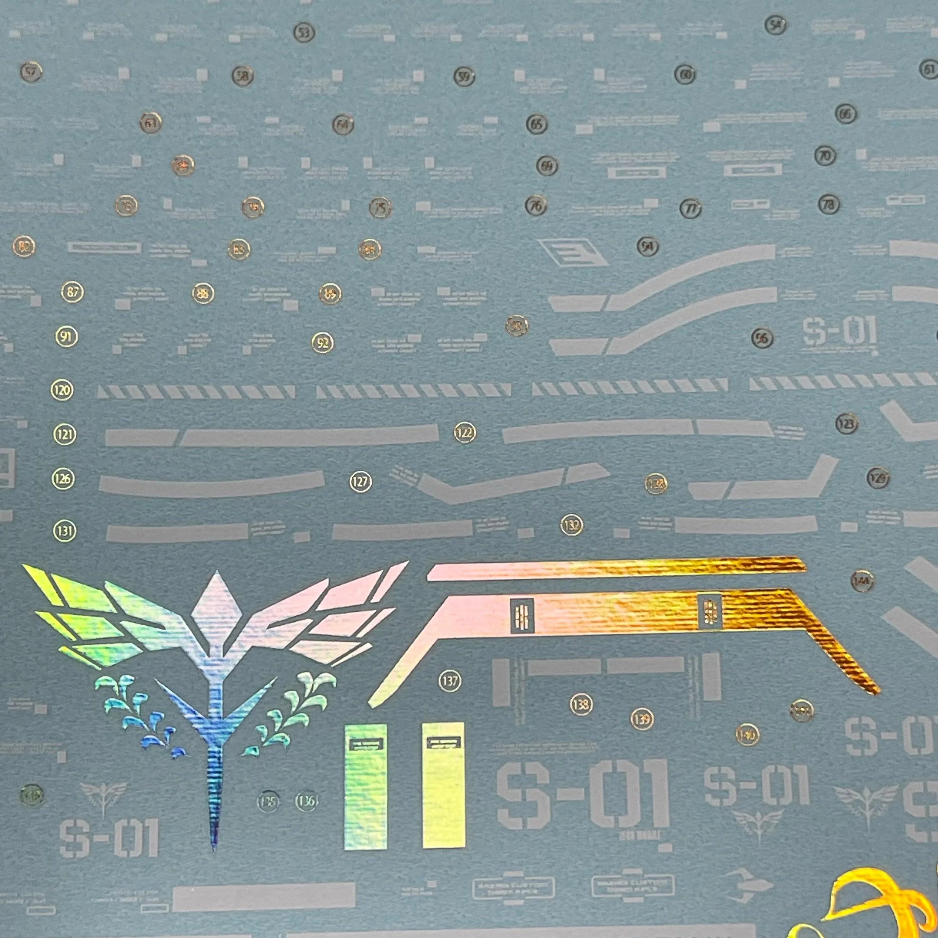 Delpi Holo White & Gold Water Decal For MG Sazabi Ver. Ka - A-Z Toy Hobby