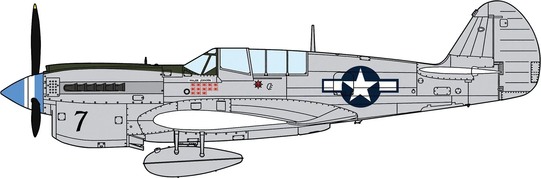 Hasegawa 07516 P-40N Warhawk Natural Metal Aces Limited Edition 1/48 Model Kit - A-Z Toy Hobby
