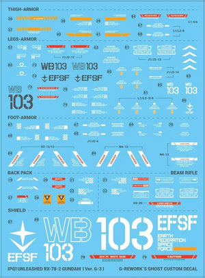 G-Rework Water Decal For PG Unleashed RX-78-2 G3 Ver. - A-Z Toy Hobby