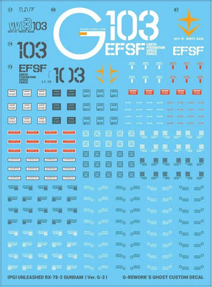 G-Rework Water Decal For PG Unleashed RX-78-2 G3 Ver. - A-Z Toy Hobby