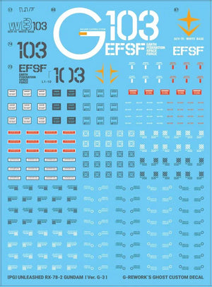 G-Rework Water Decal For PG Unleashed RX-78-2 G3 Ver. - A-Z Toy Hobby