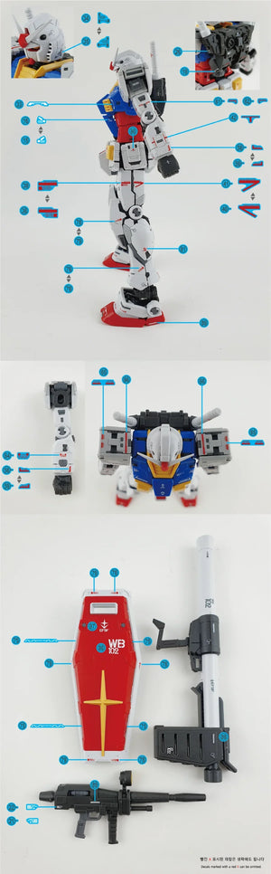 Delpi Water Decal For RG RX-78-2 2.0 Unleashed Style - A-Z Toy Hobby