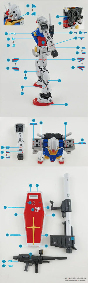 Delpi Water Decal For RG RX-78-2 2.0 Unleashed Style - A-Z Toy Hobby