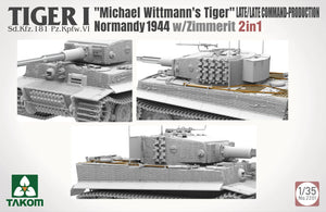 Takom 2201 Tiger I Late Production Tank w/Michael Wittmann Figure (2 in 1) 1/35 Model Kit - A-Z Toy Hobby