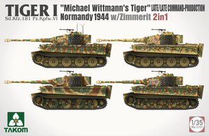 Takom 2201 Tiger I Late Production Tank w/Michael Wittmann Figure (2 in 1) 1/35 Model Kit - A-Z Toy Hobby