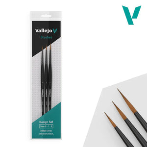 Vallejo B02991 Detail Design Brush Set (3pcs) - A-Z Toy Hobby
