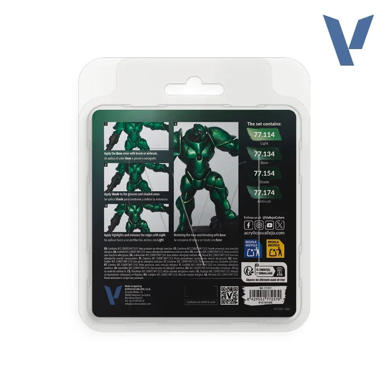 Vallejo 77257 True Metallic Metal Dusken Green Paint Set