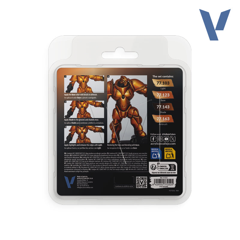 Vallejo 77252 True Metallic Metal Imperial Gold Paint Set