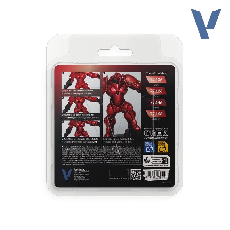 Vallejo 77254 True Metallic Metal Ruby Red Paint Set