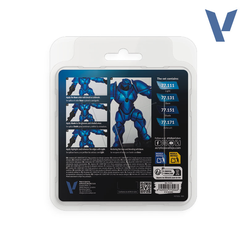 Vallejo 77256 True Metallic Metal Sapphire Blue Paint Set