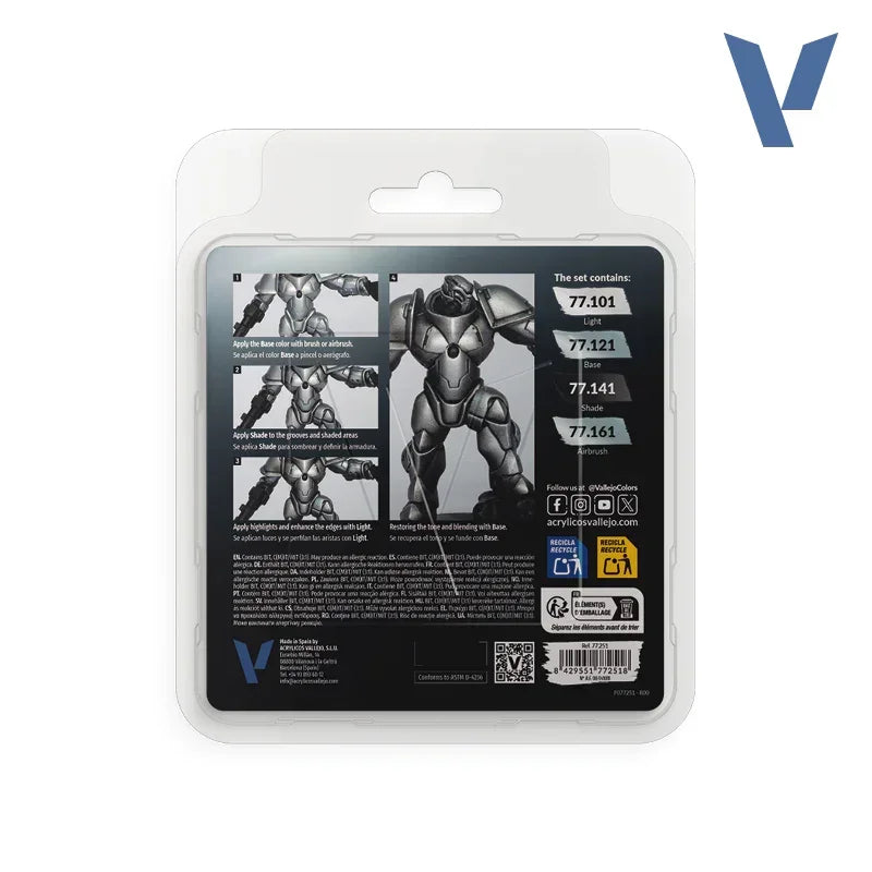 Vallejo 77251 True Metallic Metal Sterling Silver Paint Set