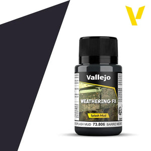 Vallejo 73806 Weathering FX Black Splash Mud 40ml - A-Z Toy Hobby