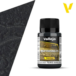 Vallejo 73812 Weathering FX Black Thick Mud 40ml - A-Z Toy Hobby