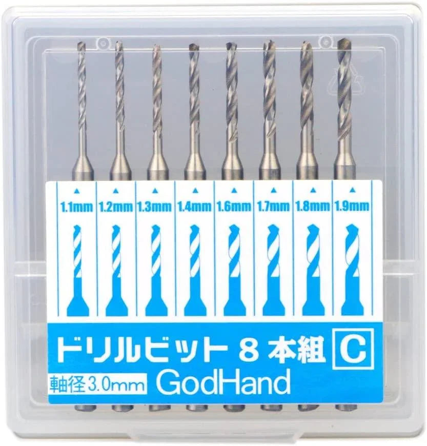 GodHand Drill Bit Set C of 8 1.1mm-1.9mm GH-DB-8C - A-Z Toy Hobby