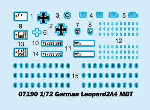 Trumpeter 07190 German Leopard 2A4 MBT 1/72 Model Kit - A-Z Toy Hobby