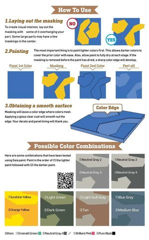 HIQParts Splinter Camouflage Masking Tape (2 small pcs, 2 medium pcs) - A-Z Toy Hobby