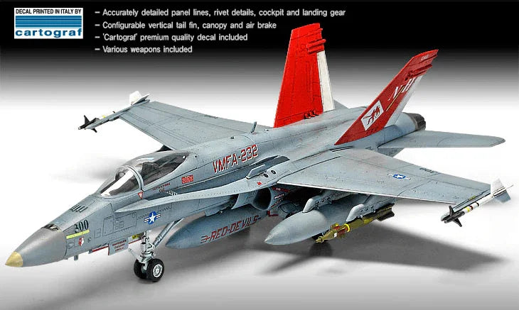 Academy 12520 USMC F/A-18A+ "VMFA-232 Red Devils" 1/72 Model Kit - A-Z Toy Hobby