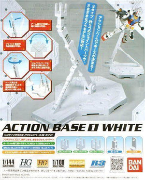 Bandai Action Base 1 White 1/100 1/144 Display Stand - A-Z Toy Hobby