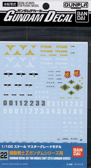 Bandai Gundam Decal GD-22 Multiuse for Mobile Suit Zeta Gundam MG 1/100 Decal - A-Z Toy Hobby