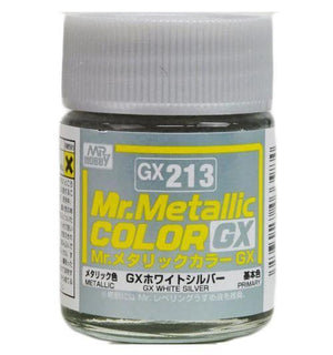Mr. Hobby GX213 Mr. Metallic Color GX White Silver Lacquer Paint 18ml - A-Z Toy Hobby