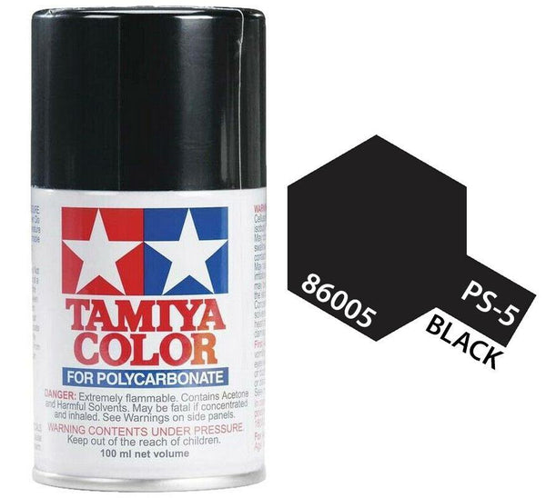 Tamiya 86005 PS-5 Black Polycarbonate Spray Paint 100ml TAM86005 - A-Z Toy Hobby