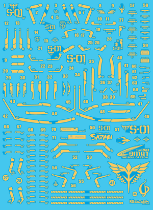 Delpi Gold Holo Water Decal For RG Sazabi - A-Z Toy Hobby