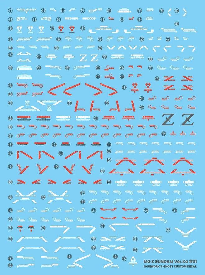 G-Rework Water Decal For MG Zeta Gundam Ver. Ka - A-Z Toy Hobby