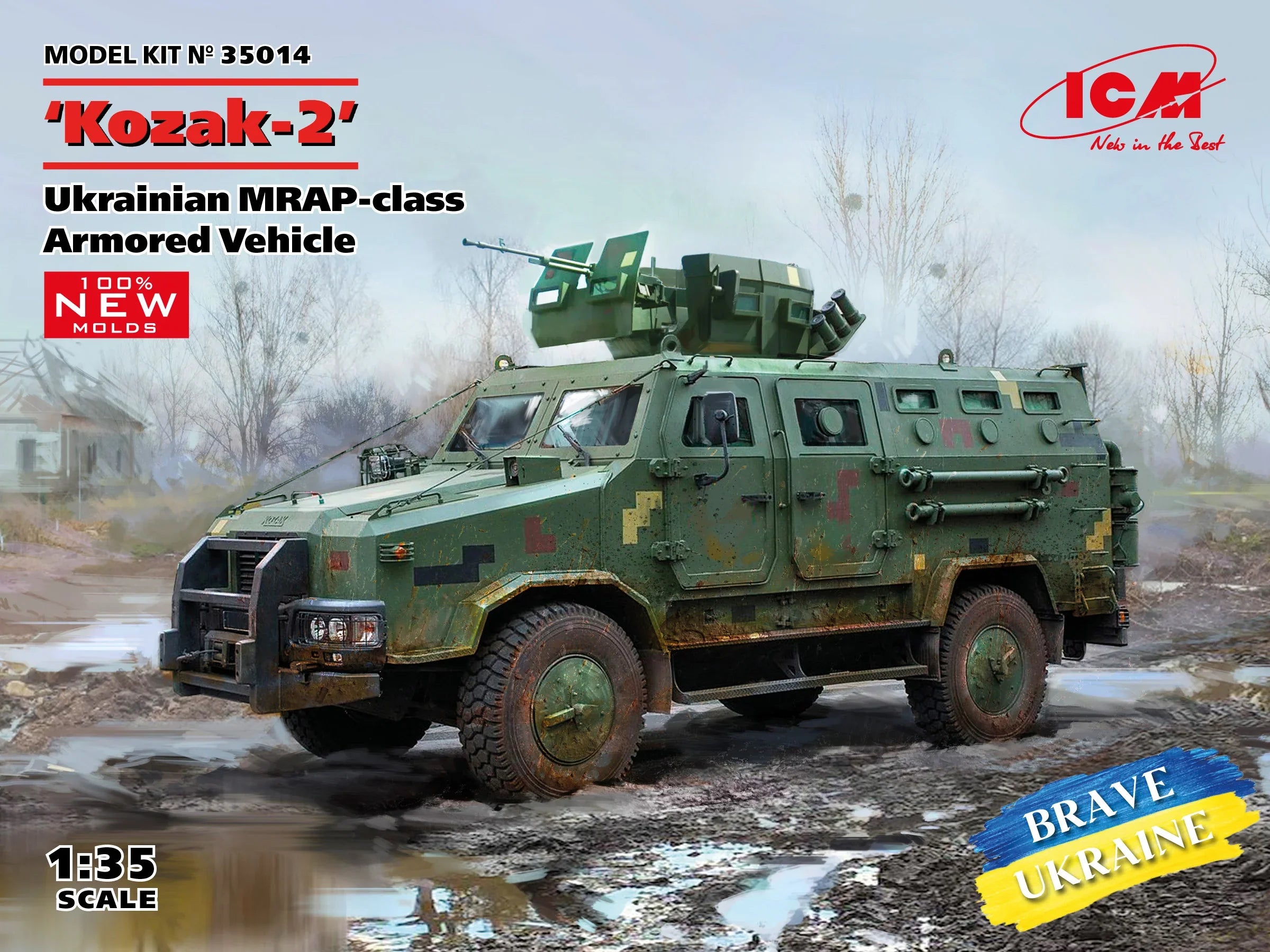 ICM 35014 Kozak-2 Ukrainian MRAP Class Armored Vehicle 1/35 Model Kit - A-Z Toy Hobby