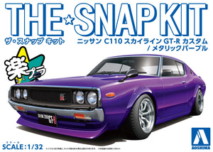 Aoshima Snap Kit 18-SP3 Nissan C110 Skyline GT-R Custom (Metallic Purple) 1/32 Model Kit - A-Z Toy Hobby