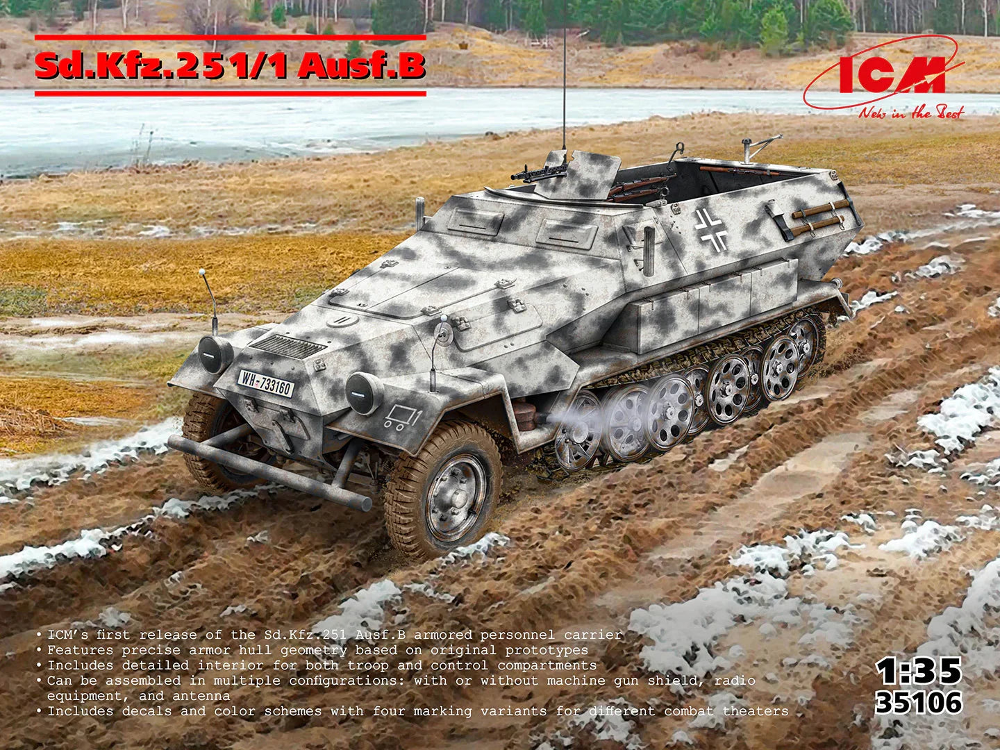 ICM 35106 Sd.Kfz.251/1 Ausf.B German Armoured Personnel Carrier 1/35 Model Kit - A-Z Toy Hobby