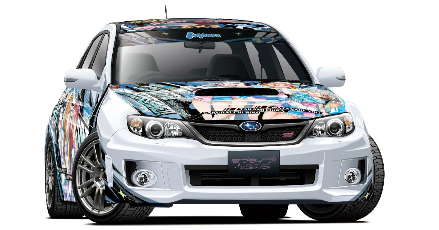 Aoshima Japanese Animation Wrapping Car "Itasha" #2, LoveLive! Sunshine!! GRB Impreza WRX STI '10 Subaru 1/24 Model Kit - A-Z Toy Hobby