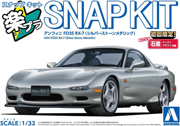 Aoshima Snap Kit 04-SS Efini FD3S RX-7 (Silver-Stone Metallic) 1/32 Model Kit