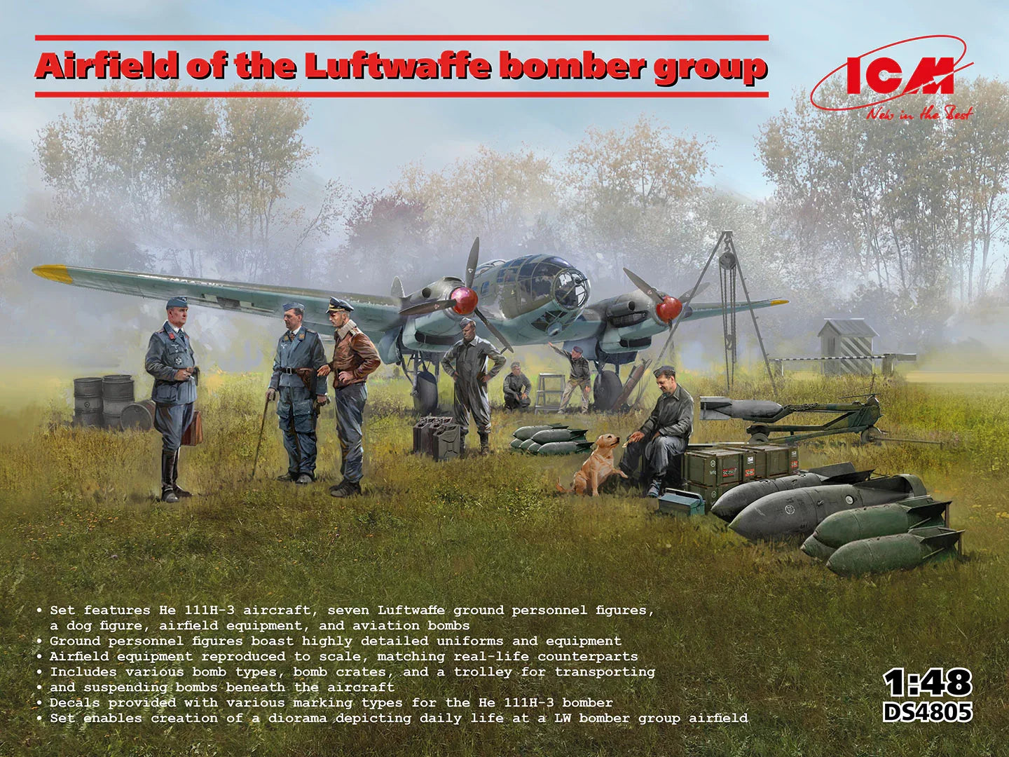 ICM DS4805 Airfield of The Luftwaffe Bomber Group 1/48 Model Kit - A-Z Toy Hobby