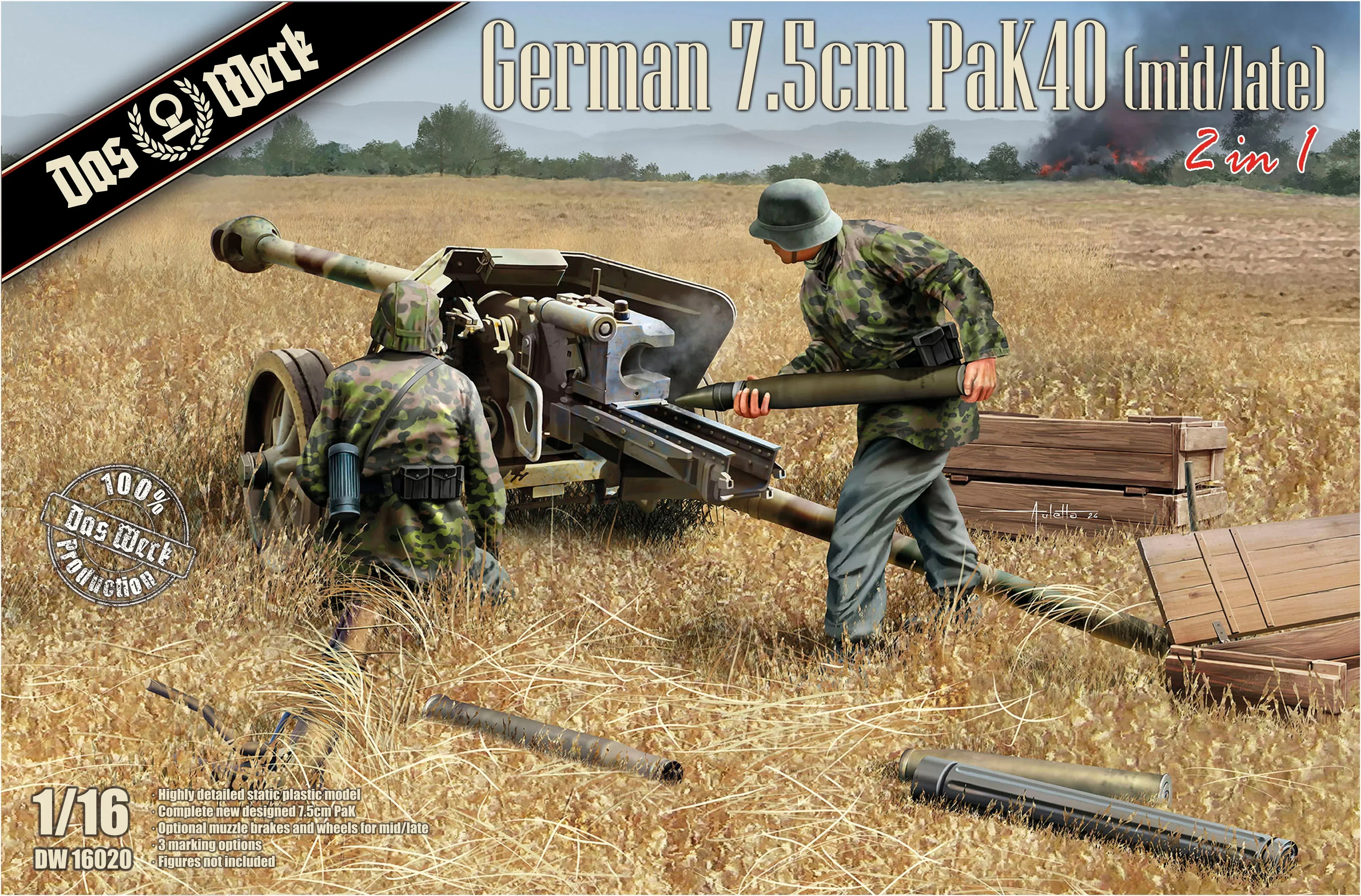 Das Werk 16020 German 7.5cm PaK40 (mid/late) 2 in 1 1/16 Model Kit - A-Z Toy Hobby