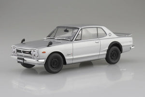Aoshima Snap Kit 01-SL KPGC10 Skyline HT GT-R 1970 Silver 1/24 Model Kit - A-Z Toy Hobby