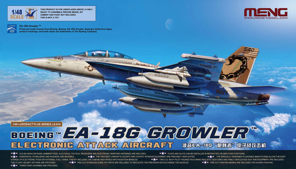 Meng LS-014 EA-18G Growler Electronic Attack Aircraft 1/48 Model Kit - A-Z Toy Hobby