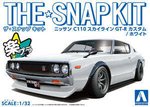 Aoshima Snap Kit 18-SP2 Nissan C110 Skyline GT-R Custom (White) 1/32 Model Kit - A-Z Toy Hobby