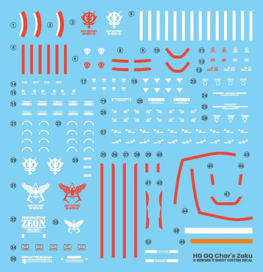 G-Rework Water Decal For HG Char's Zaku (GQ)
