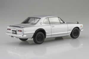 Aoshima Snap Kit 01-SL KPGC10 Skyline HT GT-R 1970 Silver 1/24 Model Kit - A-Z Toy Hobby