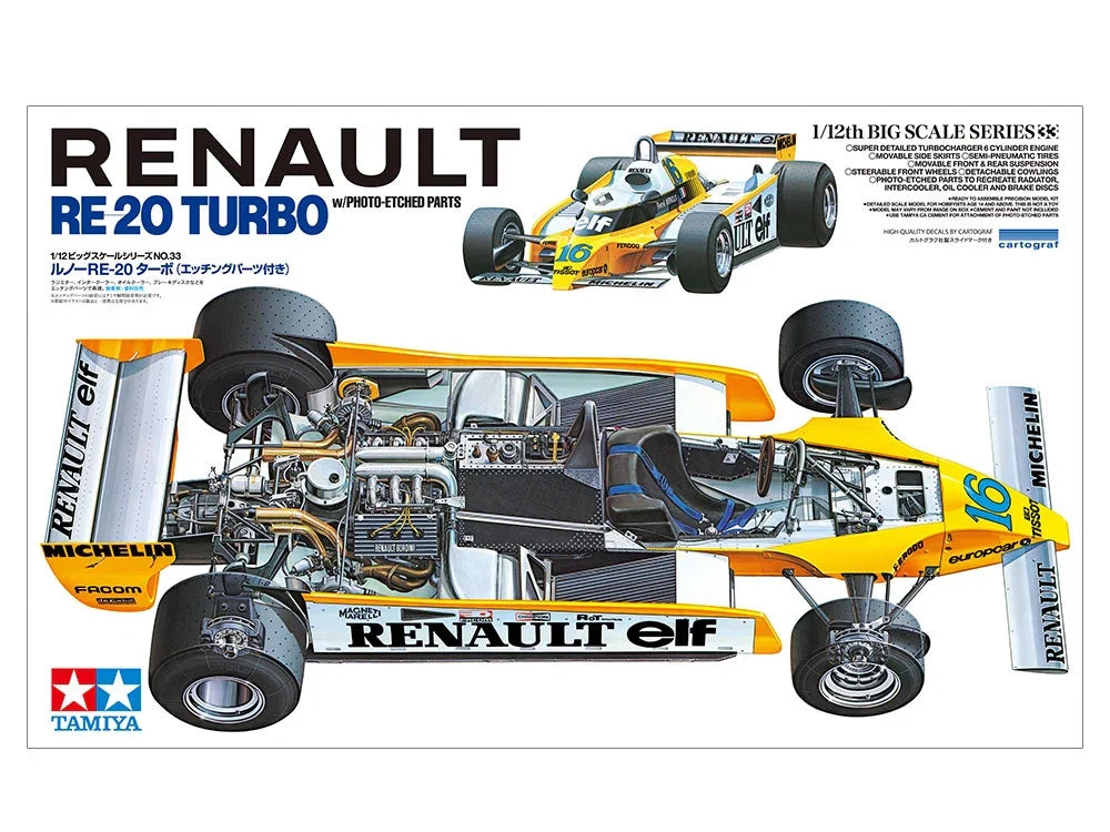 Tamiya 12033 Renault RE-20 Turbo With Photo-Etched Parts 1/12 Model Kit - A-Z Toy Hobby