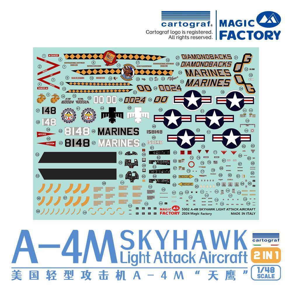 Magic Factory 5002 A-4M Skyhawk Light Attack Aircraft 1/48 Model Kit - A-Z Toy Hobby