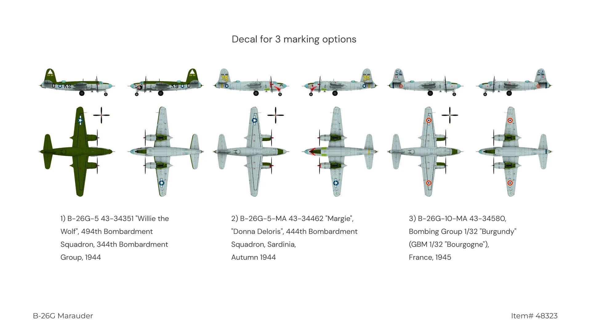 ICM 48323 B-26G Marauder American/France Bomber 1/48 Model Kit - A-Z Toy Hobby